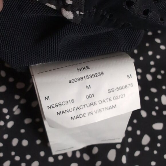 Nike Spotted One Piece Swimsuit Sporty Athletic Mesh Open Back Keyhole Black - Picture 13 of 14